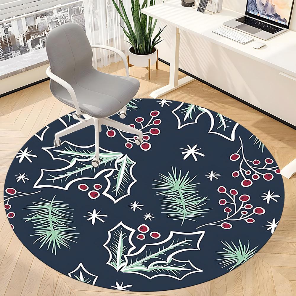 1pc Winter festive pattern Office Round Rug, Non-slip, Soft and Durable Office Rug for Interior Decoration, Perfect for Office, Beautiful Decoration y