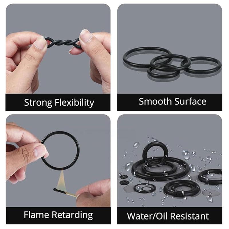 Rubber O Ring NBR 1/1.5/2.0/2.4/3.1/3.5mm Assortment Black O Ring Seal Set Automotive Repair Plumbing and Faucet Air Oring Kit