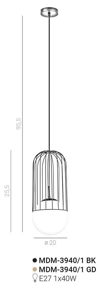 Lampa wisząca Matty MDM-3940/1 BK Italux