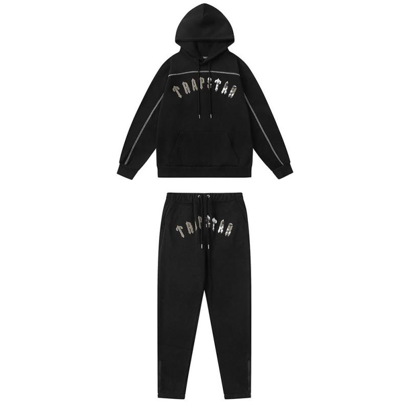 Unisex Oversized Hooded Sweatshirt With Contrast Letter Towel Embroidery Topstitch Detail Fleece-Lined Casual Set