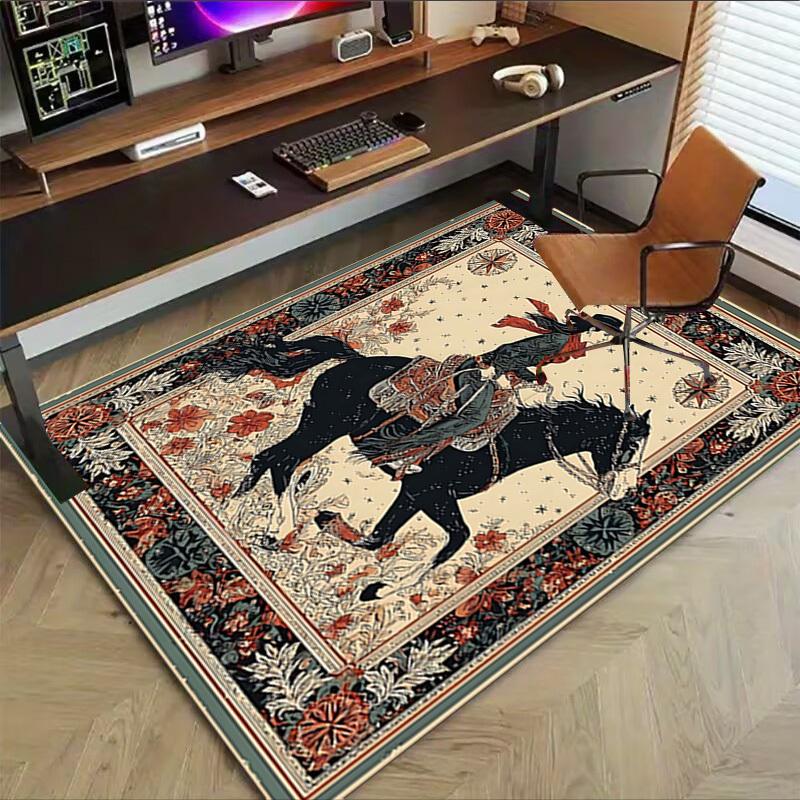 1PC Cowgirl Horse Non-Slip Floor carpet, Office, family, bedroom, Studio - Large Area Rug, Vibrant Colors-C0455