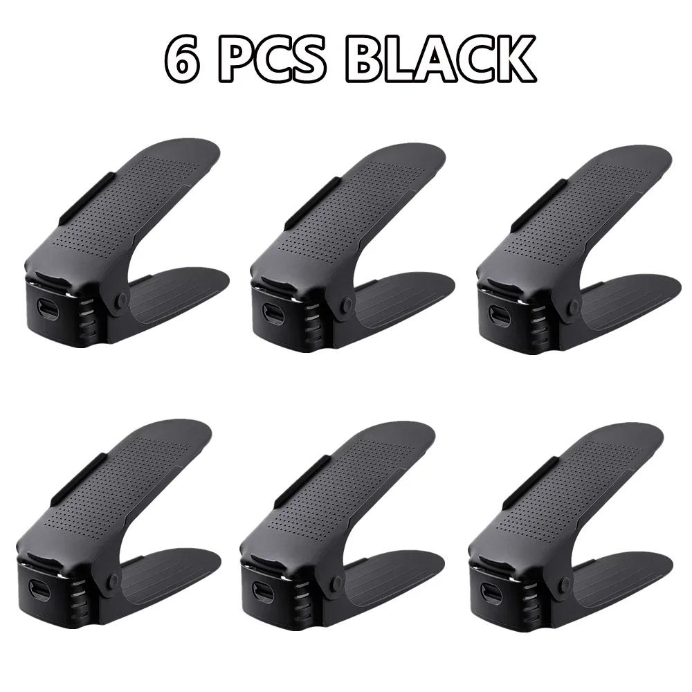 1/6Pcs Durable Adjustable Shoe Organizer Footwear Support Slot Space Saving Cabinet Closet Stand Shoes Storage Rack Shoebox