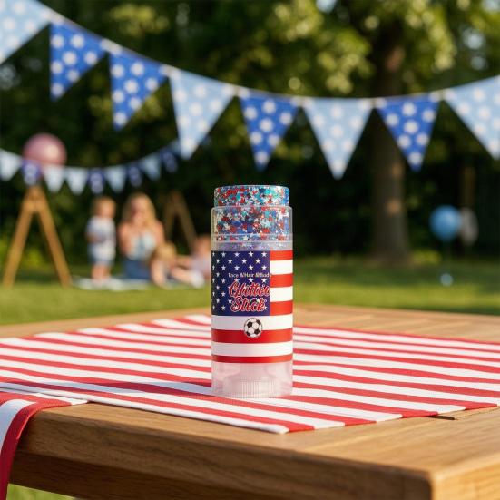 Patriotic Red White and Blue Body Glitter Stick, 4th of July Accessories for Women Kids, Sparkling Face Hair Glitter
