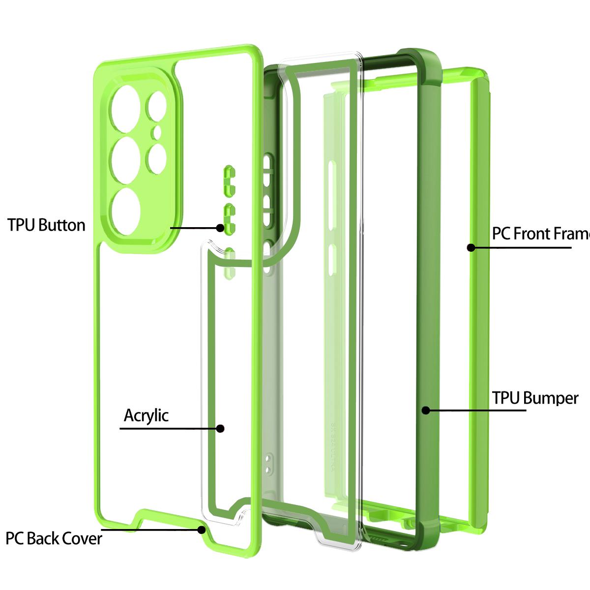 

For Samsung Galaxy S24 Ultra Case Detachable 4 in 1 TPU+Acrylic+PC Shockproof Phone Cover Light Purple+Grey