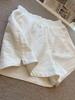 American Retro High Waist White Casual Wide-Leg Women's Shorts