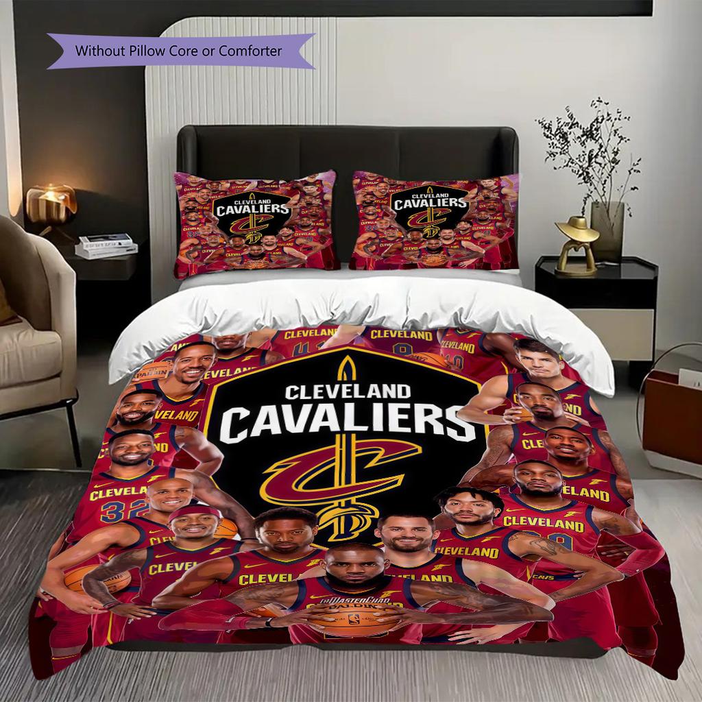 Cleveland Cavaliers Team Spirit Three-piece set(1 * duvet cover + 2 * pillowcase, without core) Duvet cover and pillowcase Christmas birthday gift
