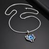 Vnox Big Evil Eye Pendant Necklace, Chunky Stainless Steel Badge with Turkish Eye Pendant, Punk Men Accessory