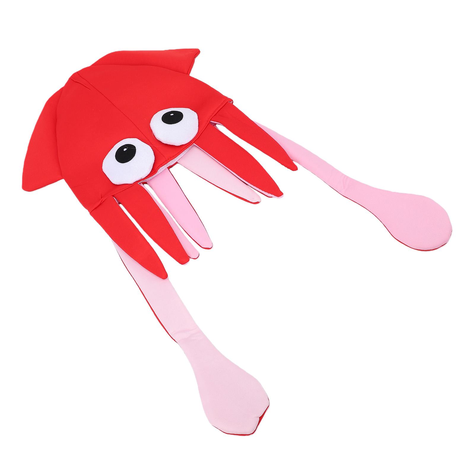 Chapeau Calamar Design Amusant Costume Poulpe Chapeau Fou pour Festival Fête Cosplay Performance sur Scène rouge