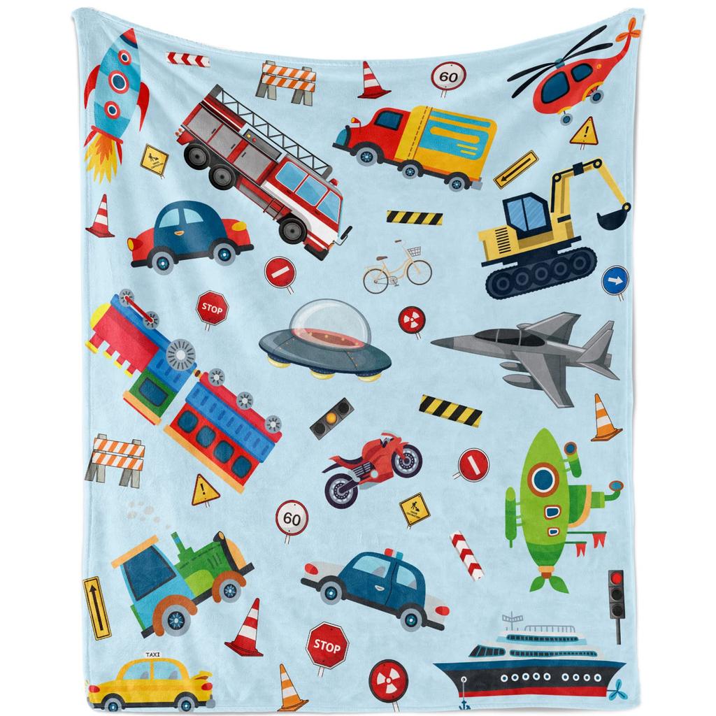 Construction Truck Blanket Kids Boys Cartoon Excavator Plush Throw Blanket Fuzzy Flannel Tractor Blankets for Bed Couch Sofa