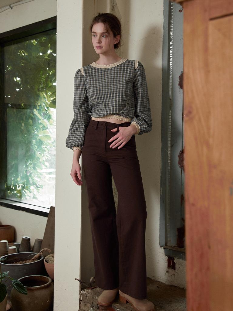 LENINA Nora Wide Cotton Long Pants_Brown