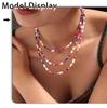 Bohemian Multi-Color Beaded Necklace with Glass Stones and Freshwater Pearls for Women