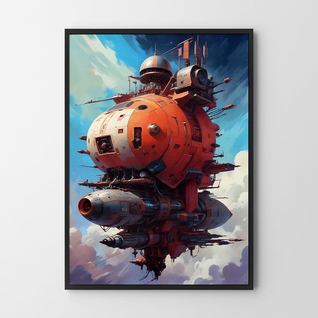 Plakat statek kosmiczny fantazy