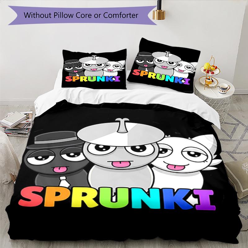 3pcs SPRUNKI9 Design Cover Set - HD Printed Bedding with 1 Cover and 2 Pillowcases - Perfect for Home and Dorm Decor