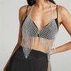 Summer Nightclub European And American Hollow Mesh Fringed Rhinestone Breast Chain, Exaggerated Women'S Love Underwear Jewelry