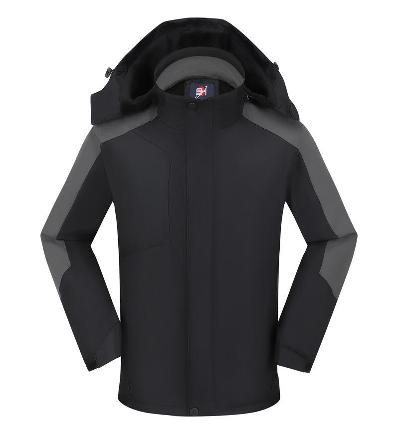 

Windproof Waterproof Outdoor Sports Jacket with Detachable Hood for All Seasons 3XL чорний