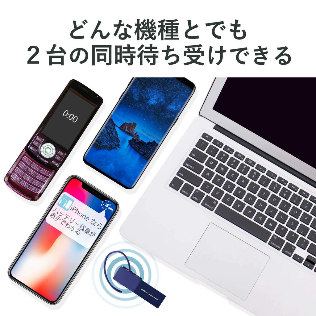 ELECOM Bluetooth Headset with USB Type-C (Charging Port), 1, Blue, LBT-HSC20MPBU