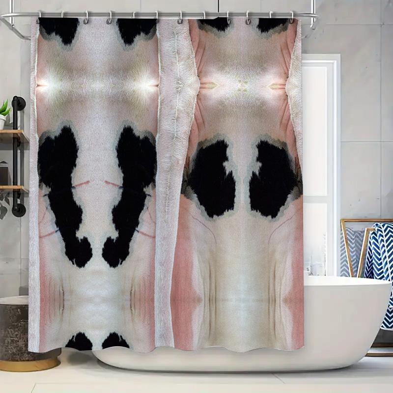 

Bathroom Shower Curtain Animal Print Design Decorative Fabric Shower Panels Waterproof Shower Liners Black White Cow Skin Patter W60H190(CM)-1 Pcs