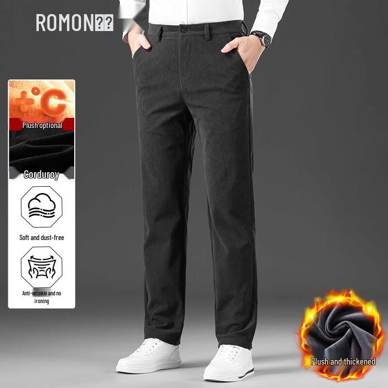 ROMON Men's Corduroy Straight-Leg Casual Pants