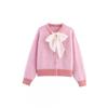 Französischer Frischer Süßer Strick-Cardigan mit Schleife Weicher Stilvoller Color-Block-Pullover Damen