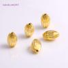 4.5mm*8mm Corrugated Seamless Oval Beads 18K Gold Plating Brass Metal Spacer Beads DIY Jewelry Making Accessories Wholesale