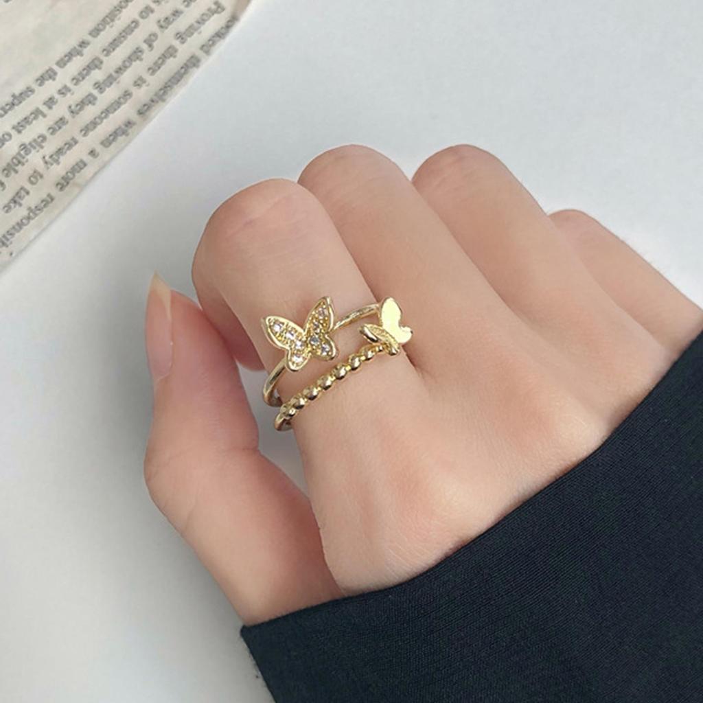 IF ME Gold Butterfly Open Rings For Women Vintage Open Adjustable Ring Special Resizable Ring Creative Love Forever Jewelry