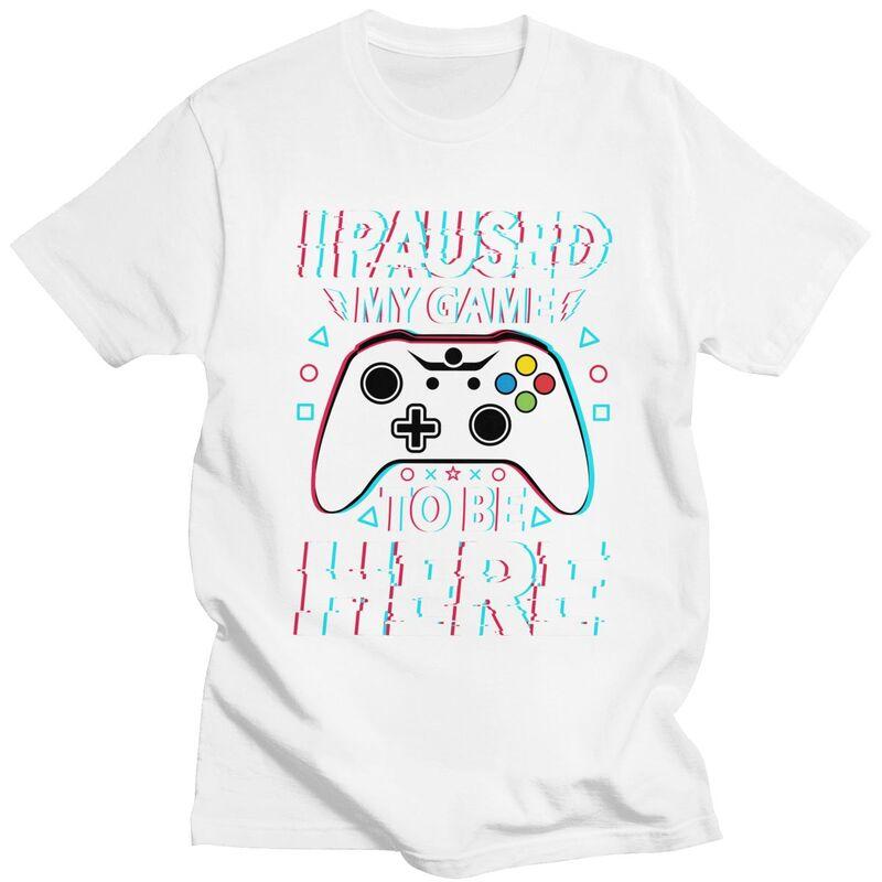Custom I Paused My Game To Be Here Tshirts for Men Short Sleeves T Shirt Cool Gamer Humor Joke Tshirt Slim Fit 100 Cotton Tees