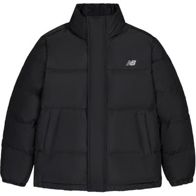 600 Fill Power Stand Collar Loose Fit Non Stretch Fleece Lined Puffy Down Jacket Men's Black AMJ43375-BK