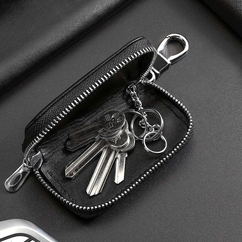 HZTJ3 Leather Key Wallet Car Key Bag Multi Function Key Case For Ford F-150 Fiesta Focus 2 3 4 Mondeo Ecosport Kuga Fusion Accessories ycbs9