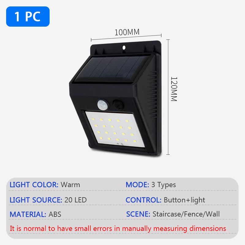 Outdoor PIR Motion Sensors Waterproof Light Modern LED Solar Wall Lamp Courtyard Decoration Lights porch Garden Fence Path Light