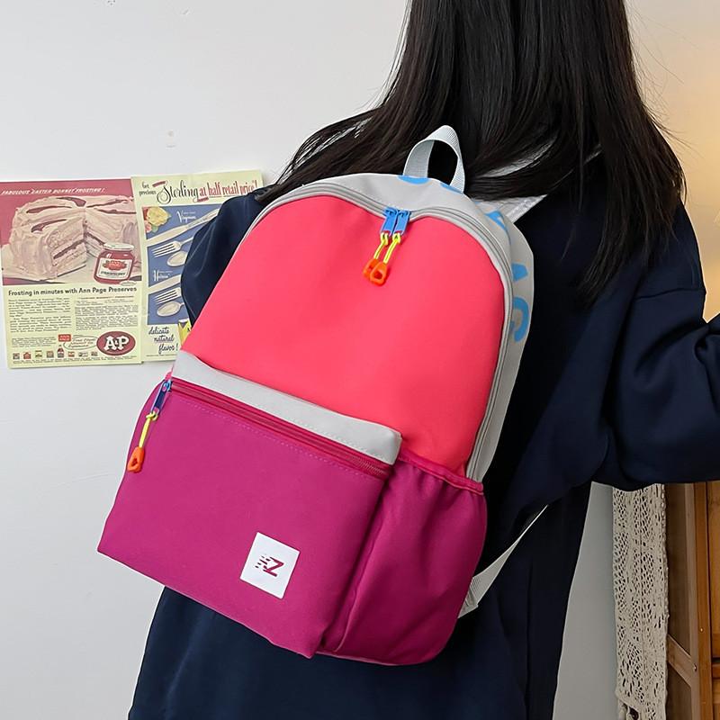 New Fashion Color Block Cute Backpack For Teens Lightweight And Stylish Shoulder Bag With High Color Value