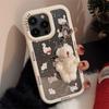 Cute Scarf Cat Suitable for 15ProMax Apple 16 Mobile Phone Case IPhone 13 Pearl Bear Pendant 14 Magnetic Suction