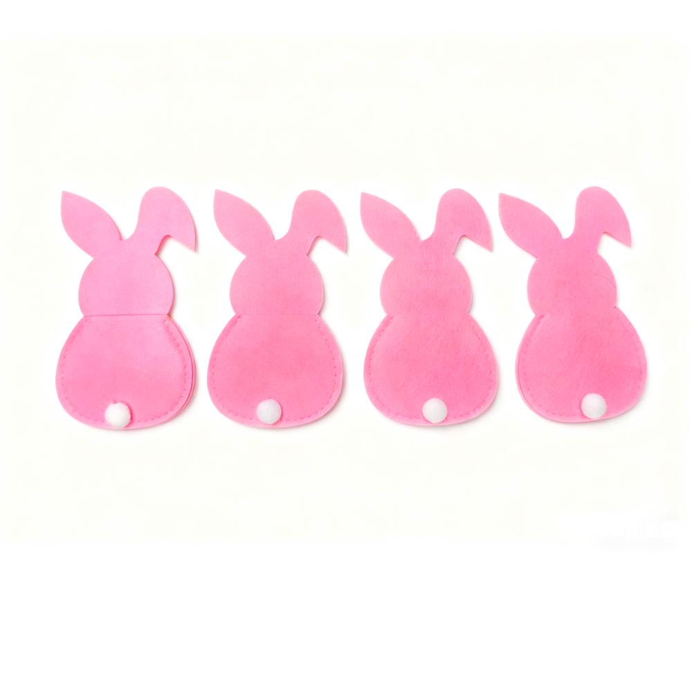 4pcs Easter Rabbit Knife and Fork Mat Felt Festival Knife and Fork Set Table Tableware Decorative Mat