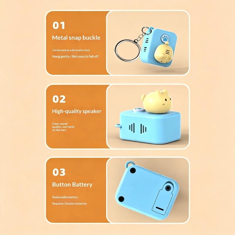 Cute Kawaii Cat Fidget Keychain Stress Relief Toy with Pressable Paw Playful Sound for Bag Decor Small Gifts