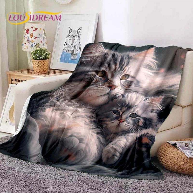 Gato persa 3D, gato de chita fofo, cobertores macios de desenho animado Ragdoll, cobertor para manter aquecido para camas de piquenique, sofá, casa, quarto, presente para criança