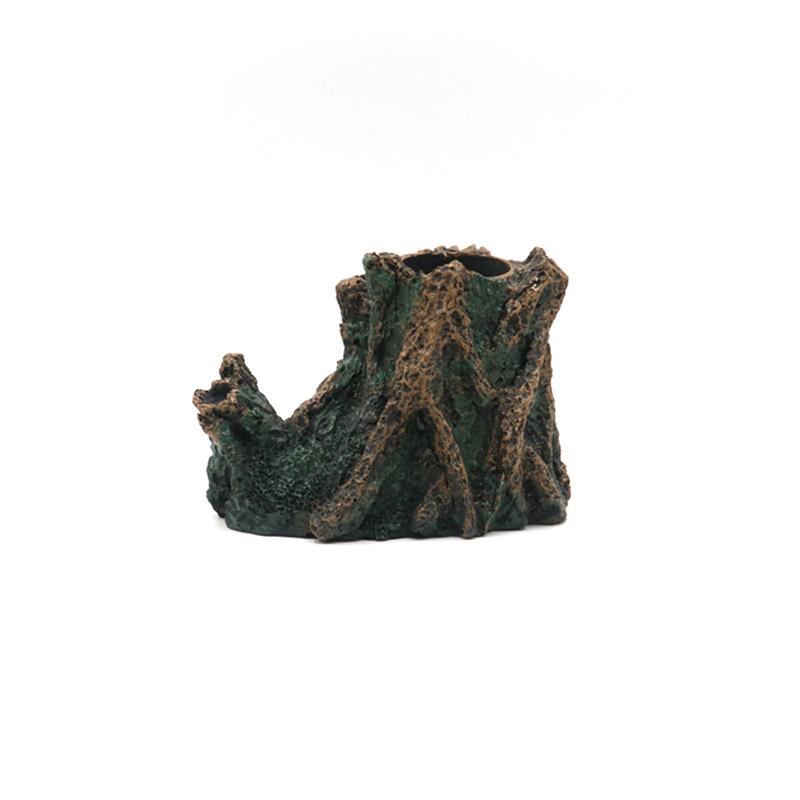 Creative Tree Hole Shelter Resin Breeding Cave Fish ShrimpTank Aquarium Decoration Amphibians Reptile Decoration Home Crafts