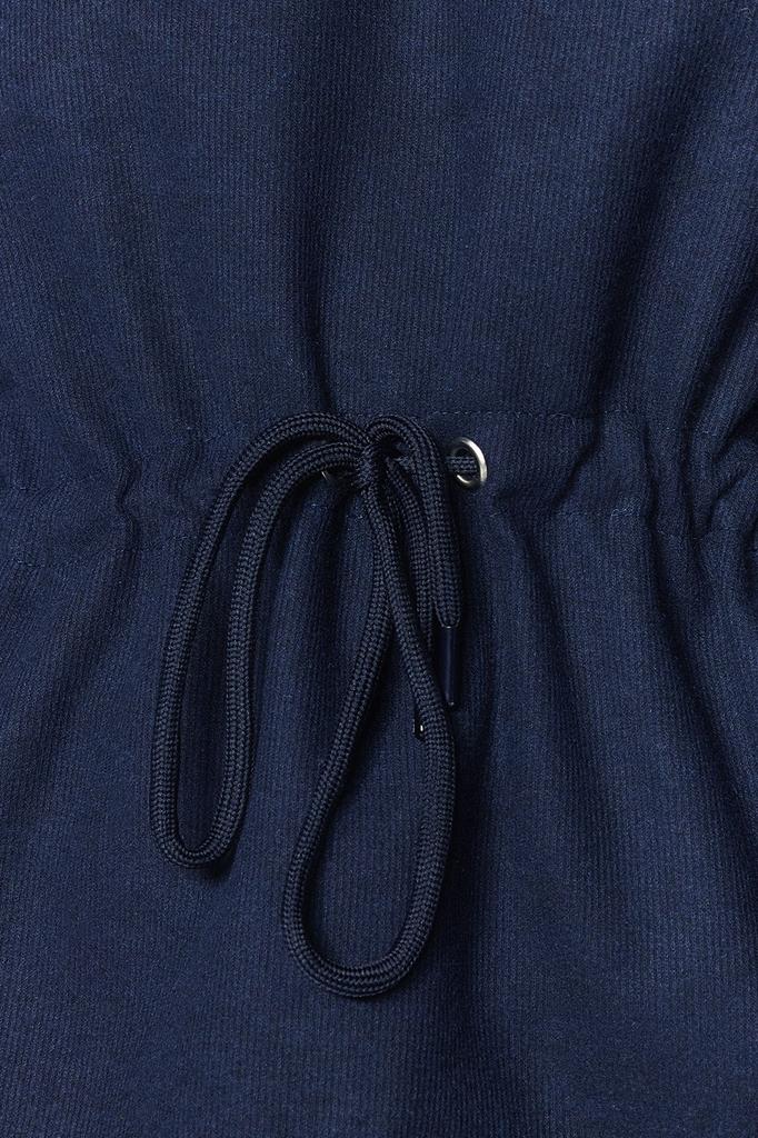 Women's Fashionable Stylish Sweatshirt Navy Blue Thessaloniki Knitwear Look High Collar Gathered Regular Fit Knitted Sweatshirt