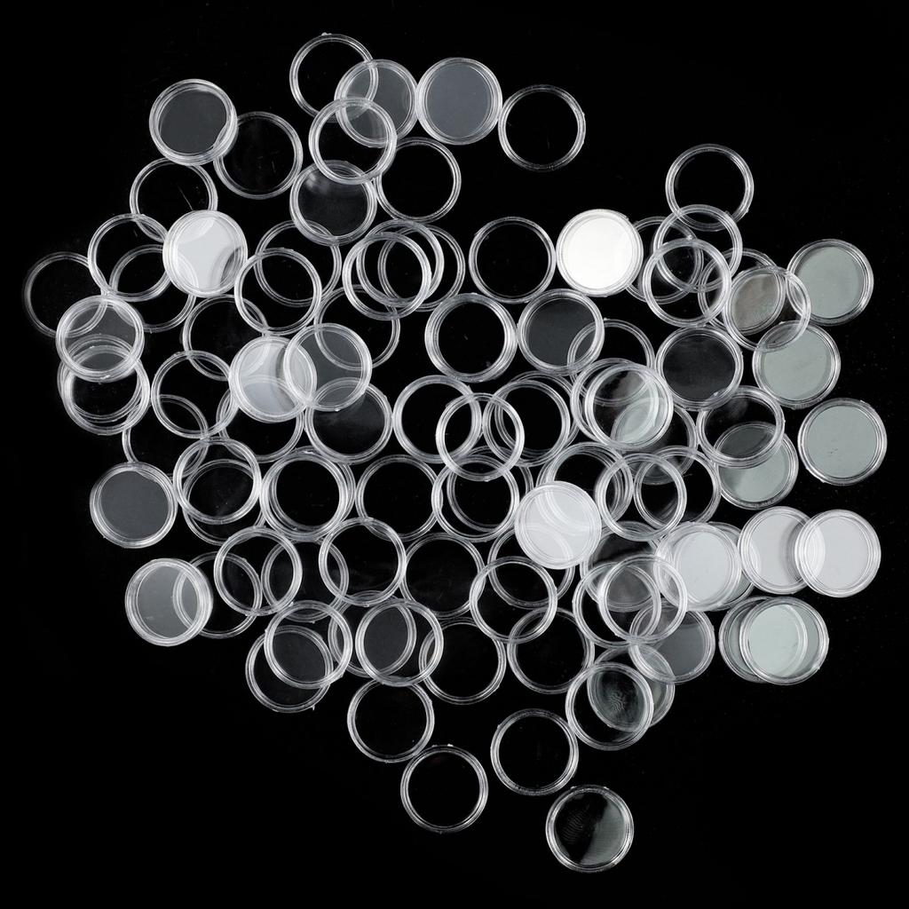 Round Coin Holders Clear Reusable Protect Display 18mm Case Transparent