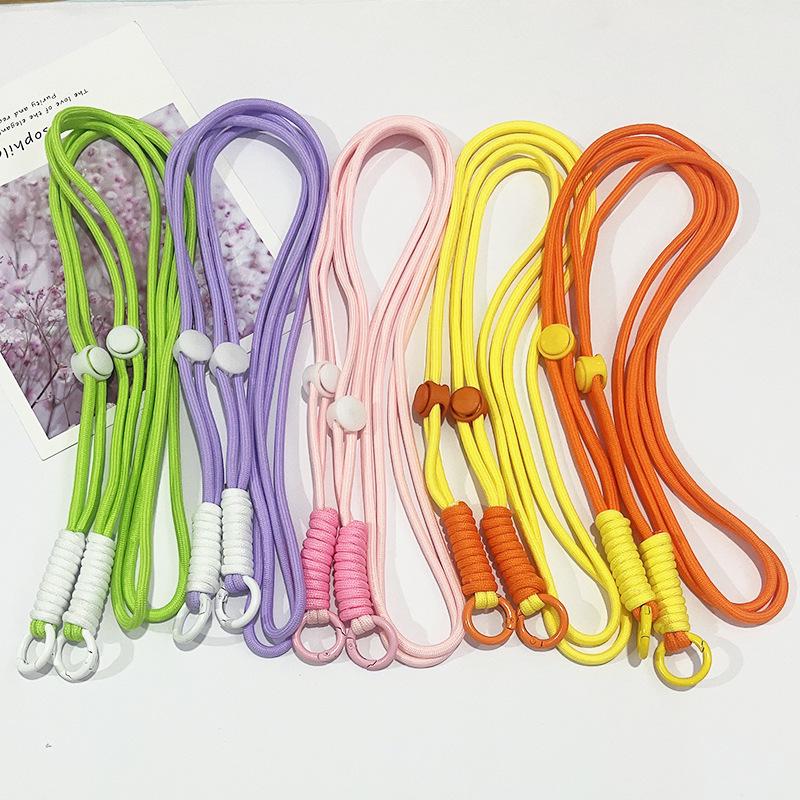 Adjustable Color-Block Crossbody Phone Strap with Clip & Chain