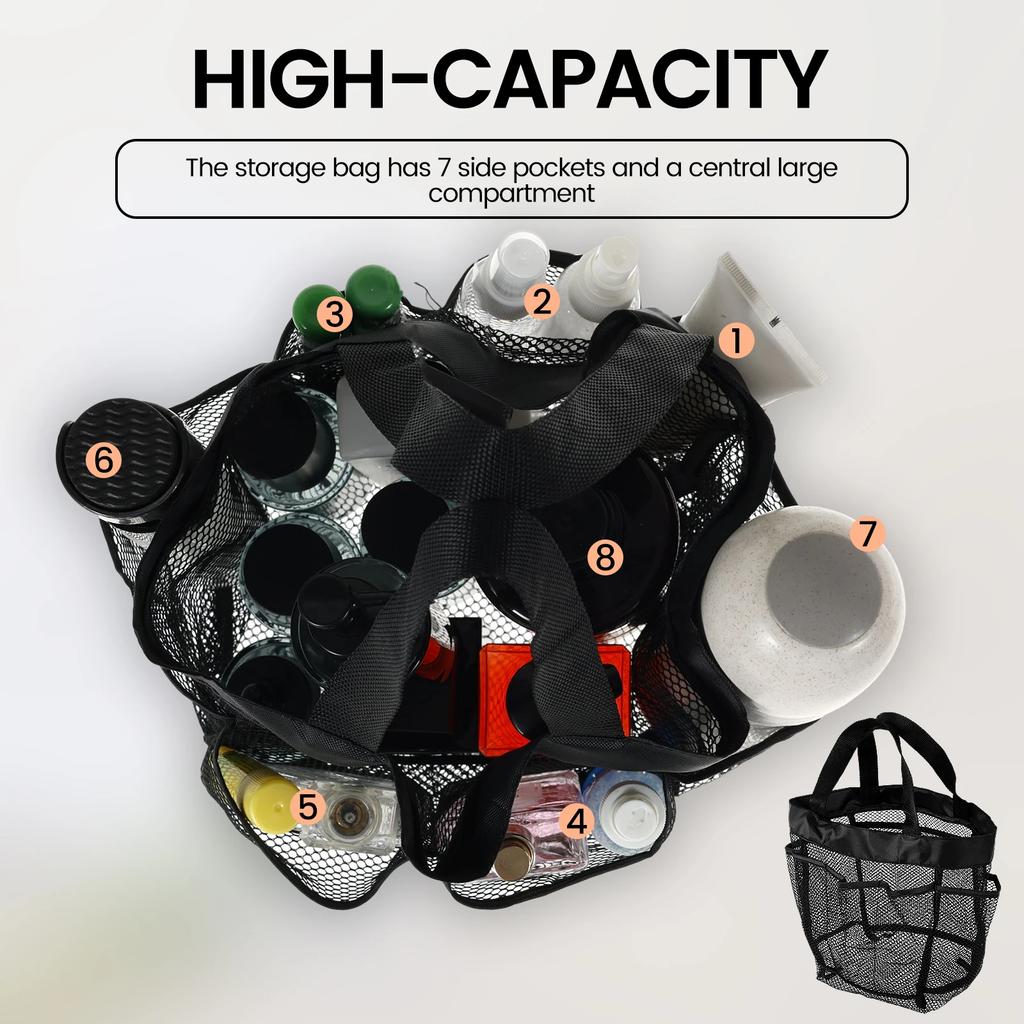 Mesh Shower Caddy Portable Tote Beach Bag Quick Dry Travel Storage Wash Bag for Bathroom Outdoor Camping Toiletry Organization