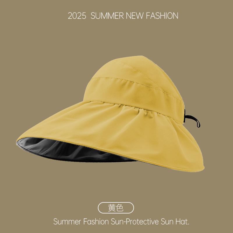 Sunscreen Hat for Women, Foldable, Face Covering, Summer Sunshade, Beach Big Edge, Ponytail, Empty Top Sun Hat