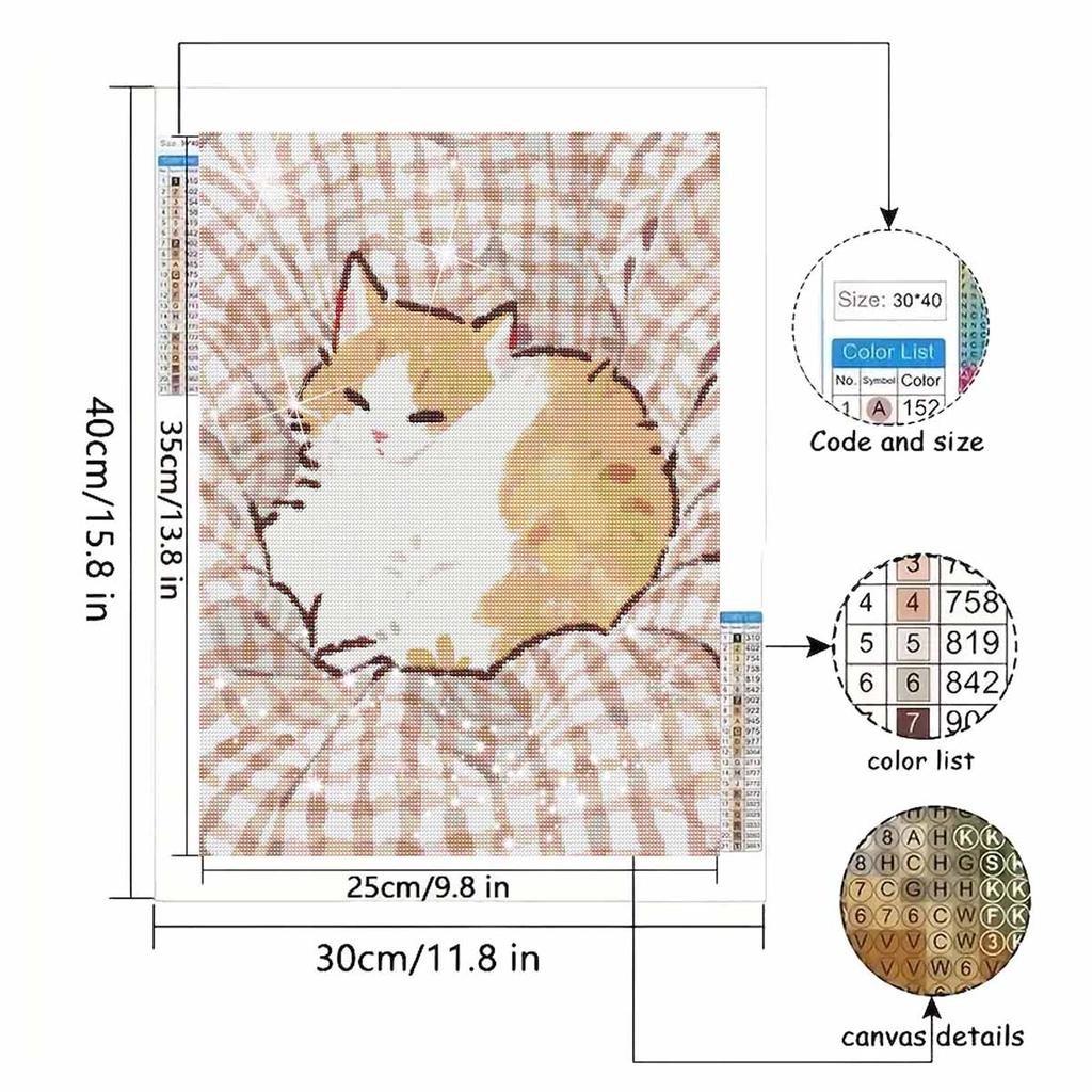 5D full diamond round diamond painting set cute cat pattern living room decoration craft wall art