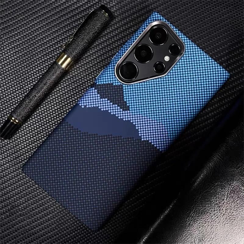 For Samsung Galaxy S25 Ultra Carbon Fibre Relief MagSafe Phone Case S23 S24Ultra Plus Wireless Charging Hard PC Shockproof Cover
