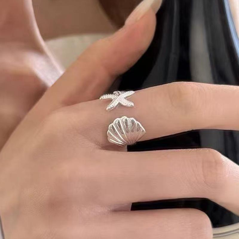 Classic Simple Multi Functional Ocean Series Spring/Summer Sea Star Shell Ring Exquisite and Generous Ring Jewelry