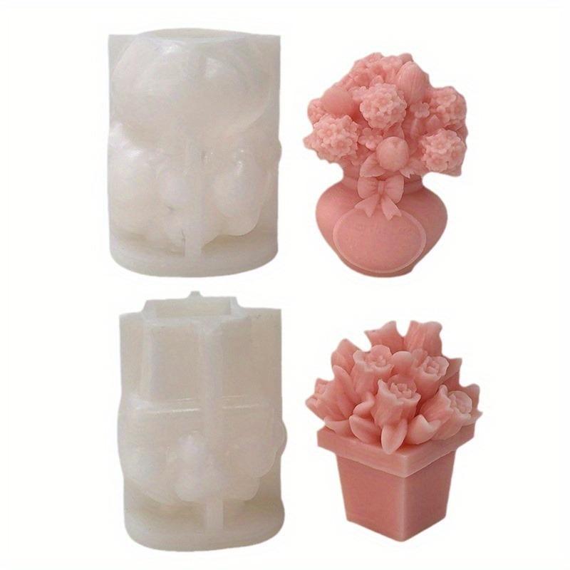 1PC DIY Tulip Bouquet Ornament Handmade Mold 3D Hydrangea Vase Aromatherapy Candle Silicone Mold