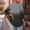 Women's Fashionable Casual Three,quarter Sleeve Button Gradient Round Neck Top