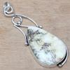 Necklace Howlite Jasper Gemstone Handmade Silver Jewelry 3"