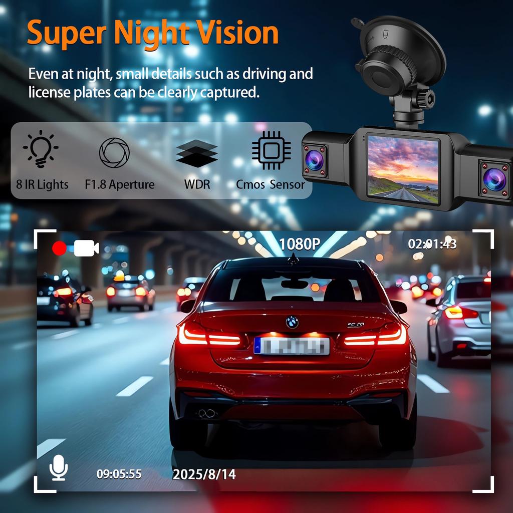 4-Channel 360 Degree Dash Cam For Cars WIFI APP Car DVR FHD 1920*1080P 4 Camera Lens Video Driver Recorder Rear View Camera