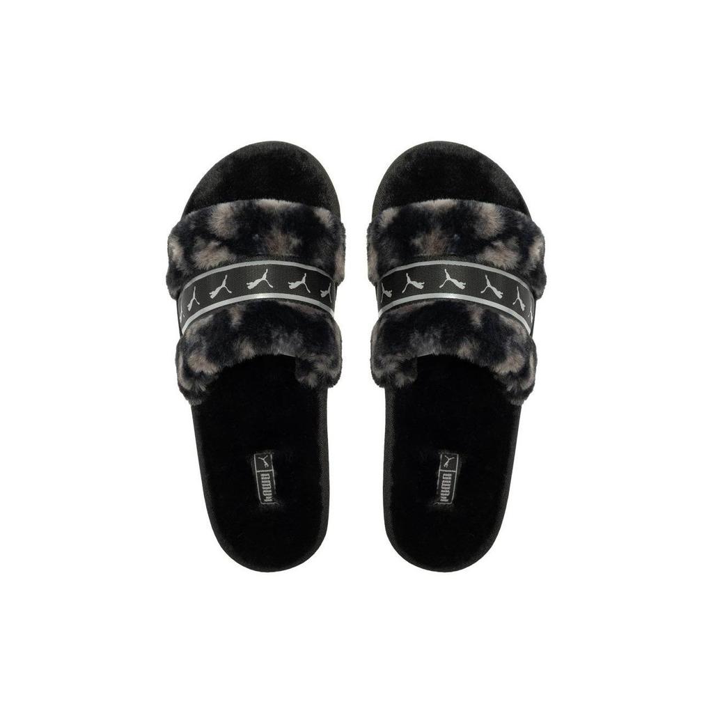 Puma Fluff Remix Plush Comfort EVA Slide Sandals Women Sandals Black Gray 390970-02