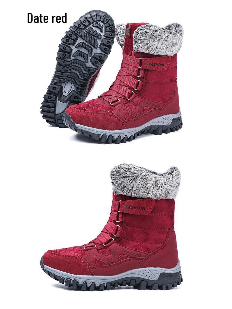 Plus Size Women's High-Top Snow Boots – Autumn/Winter Bestseller, Velvet Lined and Warm.