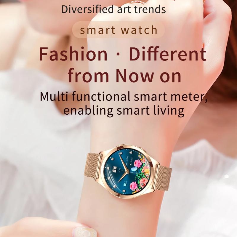 Luxury Smart Watch for Woman Health Monitoring 1.27" Bluetooth Call Custom Dial Women's Bracelet Sports Health Monitor Smartwatch Ladies Gift